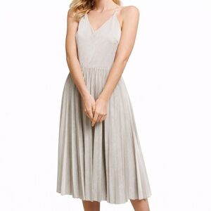 NWT Anthro 16 Elevenses Dress Lunar Pleated 0566 gold Silver Sparkle Midi Straps